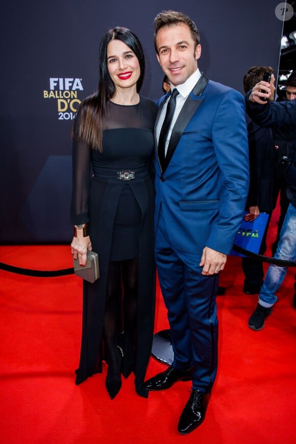 Alessandro Del Piero et sa femme Sonia Amoruso - Gala FIFA Ballon d'Or 2014 à Zurich, le 12 janvier 2015.