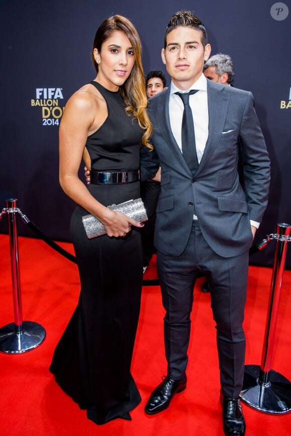 James Rodriguez et sa femme Daniela Ospina - Gala FIFA Ballon d'Or 2014 à Zurich, le 12 janvier 2015.