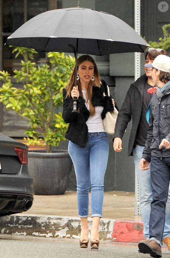 Exclusif - Sofia Vergara et son fils Manolo Gonzalez Vergara ont déjeuner ensemble à Brentwood, le 10 janvier 2015. 