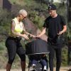 Exclusif - Amber Rose et son fils Sebastian Thomaz, en poussette, se promènent au Runyon Canyon à Hollywood, le 14 janvier 2015.