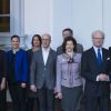 Le roi Carl XVI Gustaf, la reine Silvia et la princesse héritière Victoria de Suède recevaient des médecins suédois de retour de leur mission en Afrique contre le virus Ebola, le 13 janvier 2015