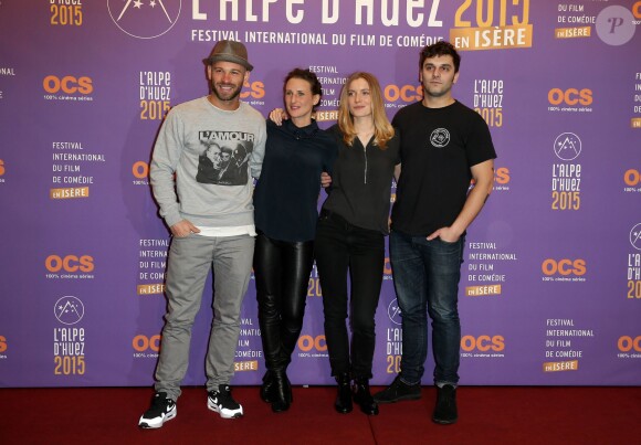 Franck Gastambide, Camille Cottin, Adrianna Gradziel et Pio Marmaï (pour le film "Toute première fois") - Cérémonie de clôture du 18ème festival international du film de comédie de l'Alpe d'Huez, le 17 janvier 2015.