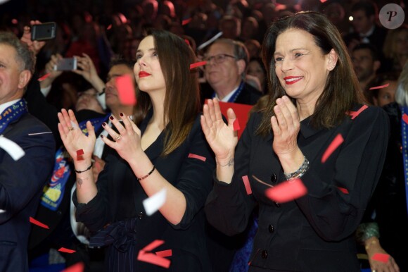 Pauline Ducruet et la princesse Stéphanie de Monaco lors de la soirée de gala du 39e Festival du cirque de Monte-Carlo, le 20 janvier 2015 sous le chapiteau de Fontvieille.