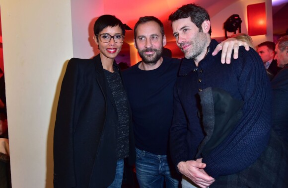 Sonia Rolland, Fred Testot et Jalil Lespert - Photocall du téléfilm "L'emprise" à l'occasion de la projection au cinéma "L'Arlequin" à Paris, le 21 janvier 2015.