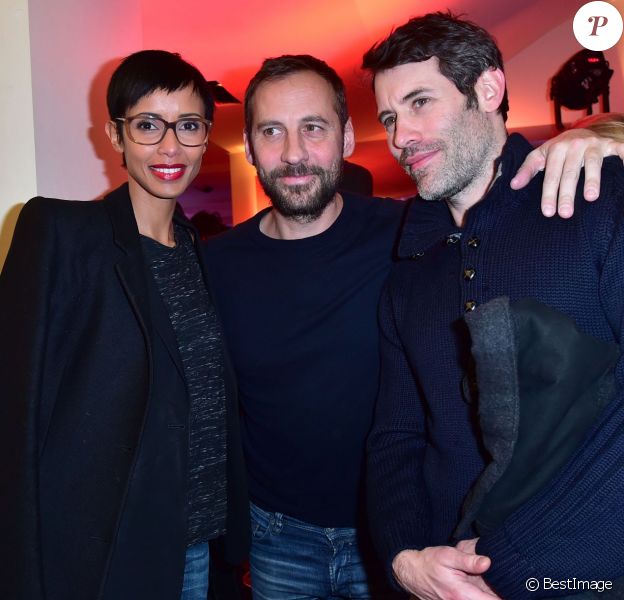 Sonia Rolland, Fred Testot et Jalil Lespert - Photocall du téléfilm "L'emprise" à l'occasion de la projection au cinéma "L'Arlequin" à Paris, le 21 janvier 2015.