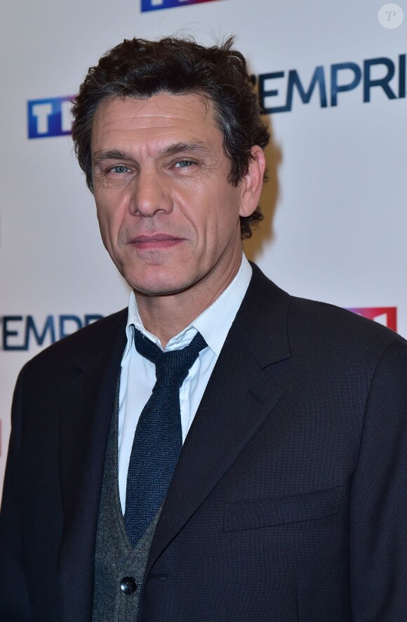 Marc Lavoine - Photocall du téléfilm "L'emprise" à l'occasion de la projection au cinéma "L'Arlequin" à Paris, le 21 janvier 2015.