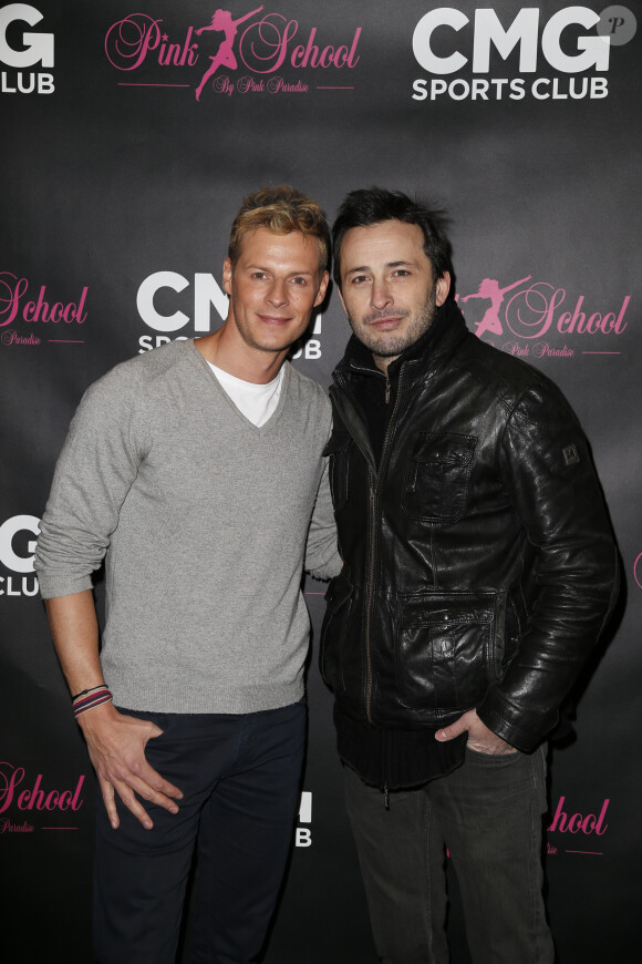 Matthieu Delormeau et Michaël Cohen - Soirée d'inauguration annonçant la collaboration entre les salles de sport CMG Sports Club et la "Pink School" afin de permettre au grand public de prendre des cours de pôle dance dans les salles de gym, à Paris, le 22 janvier 2015. Soirée au Pure Bastille, organisée par Sandra Zeitoun de Matteis de l'agence "Sandra and Co".