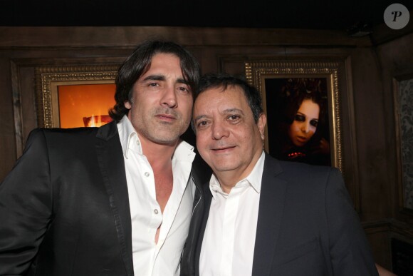 Grégory Basso et Edouard Nahum - Exclusif - Edouard Nahum fête son anniversaire au "No Comment" lors de l'after de la 9e cérémonie des Globes de Cristal à Paris le 10 mars 2014.