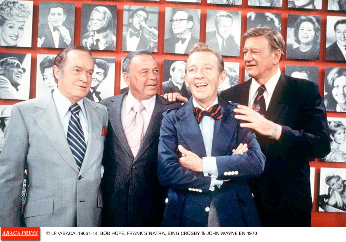 Photo : Bob Hope, Frank Sinatra, Bing Crosby et John Wayne le 18 juin