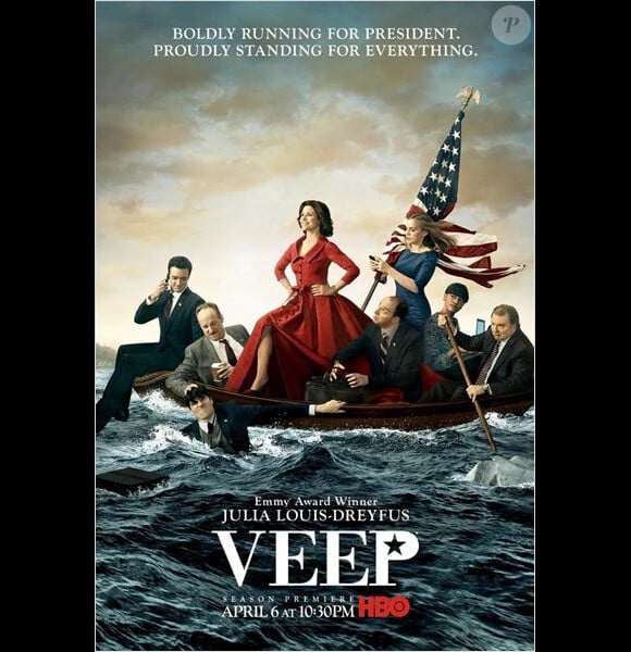 Julia Louis-Dreyfus et son équipe de bras cassés, poster de la saison 3 de "Veep", diffusée en 2014 sur HBO.