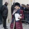 Catherine Baba arrive au Musée Rodin pour assister au défilé Christian Dior haute couture printemps-été 2015. Paris, le 26 janvier 2015.