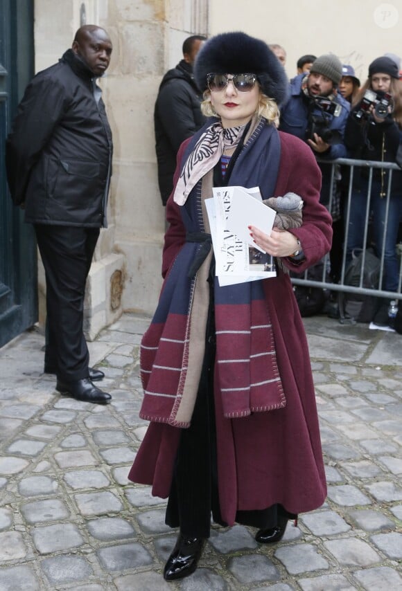 Catherine Baba arrive au Musée Rodin pour assister au défilé Christian Dior haute couture printemps-été 2015. Paris, le 26 janvier 2015.