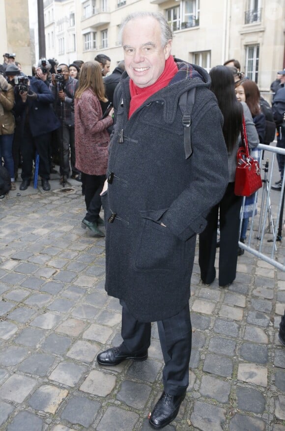 Frédéric Mitterrand arrive au Musée Rodin pour assister au défilé Christian Dior haute couture printemps-été 2015. Paris, le 26 janvier 2015.