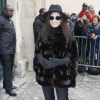 Mouna Ayoub arrive au Musée Rodin pour assister au défilé Christian Dior haute couture printemps-été 2015. Paris, le 26 janvier 2015.