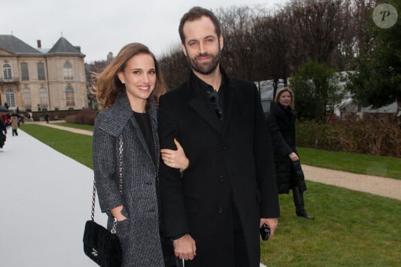 Nathalie Portman et Benjamin Millepied au musée Rodin lors du défilé Christian Dior haute couture printemps-été 2015. Paris, le 26 janvier 2015.