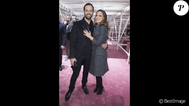 Natalie Portman, son mari Benjamin Millepied et les stars assistent au défilé Christian Dior haute couture printemps-été 2015 au musée Rodin. Paris, le 26 janvier 2015.