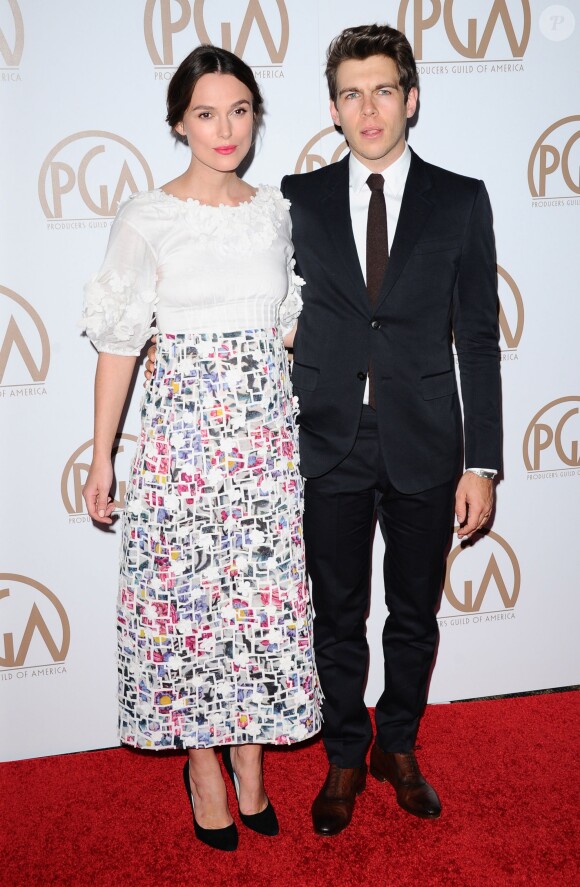Keira Knightley enceinte et James Righton aux Producers Guild Awards à Los Angeles, le 24 janvier 2015.