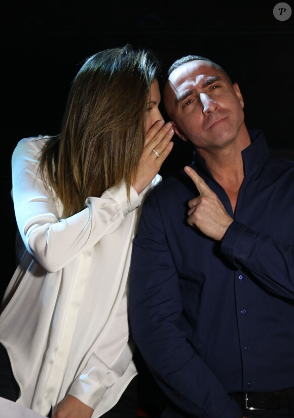 Exclusif - Lorie (Laure Pester) et Giuliano Peparini en backstage  à la Soirée de remise des prix du 36ème Festival Mondial du Cirque de Demain au Cirque Phenix à Paris, le 1er février 2015. 