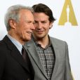 Clint Eastwood et Bradley Cooper lors du déjeuner pour les nommés aux Oscars à l'hôtel Hilton de Los Angeles, le 2 février 2015.