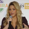  La belle Shakira, enceinte, pr&eacute;sente sa collection de jouets en collaboration avec Fisher-Price &agrave; Barcelone le 27 octobre 2014 