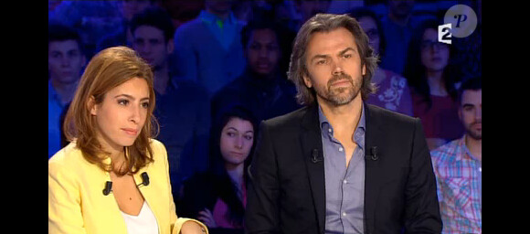 Léa Salamé et Aymeric Caron, dans On n'est pas couché sur France 2, le samedi 7 février 2015.