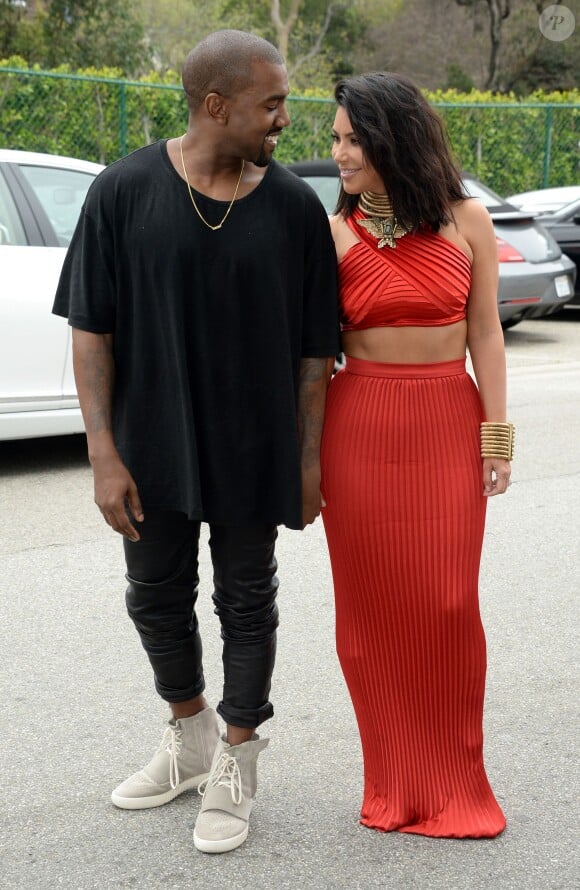Kanye West et Kim Kardashian à la soirée pré-Grammy de Roc Nation à Beverly Hills, le 7 février 2015.