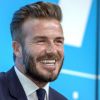 David Beckham à Londres au siège de Google le 9 février 2015 où il a annoncé la création d'un fond à son nom, le 7 : The David Beckham UNICEF Fund, pour venir en aide aux enfants en situation difficiles à travers le monde.