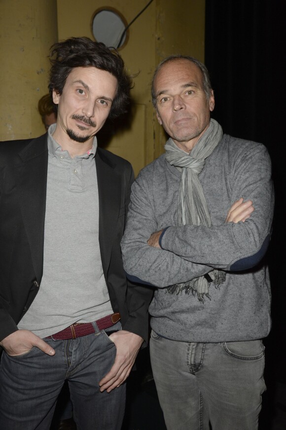 Exclusif - Arnaud Tsamere et Laurent Baffie dans les coulisses de la 3e Nuit de la Déprime aux Folies Bergère à Paris le 9 février 2015.