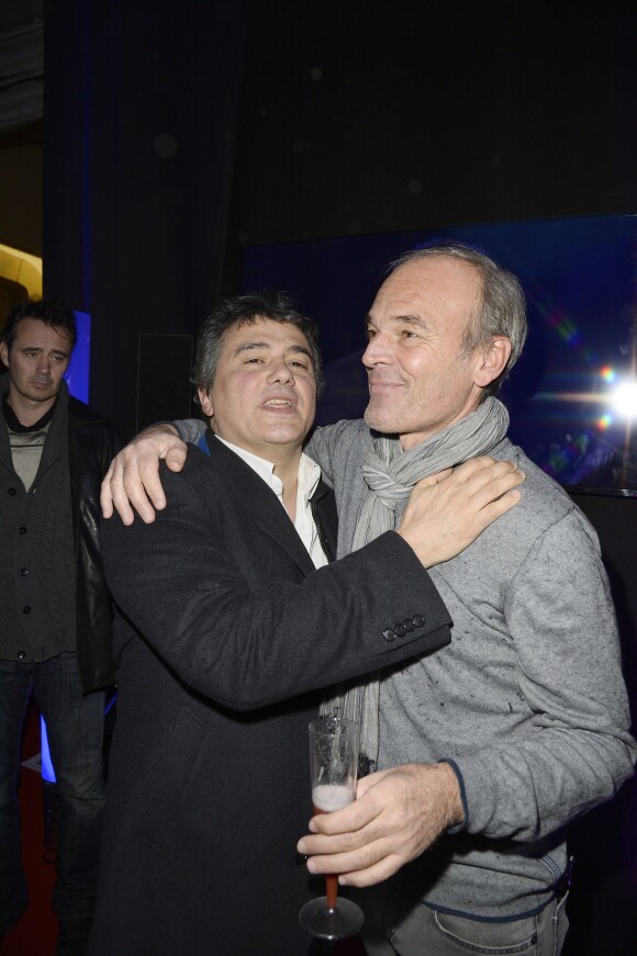 Exclusif - Patrick Pelloux et Laurent Baffie dans les coulisses de la 3e Nuit de la Déprime aux Folies Bergère à Paris le 9 février 2015.