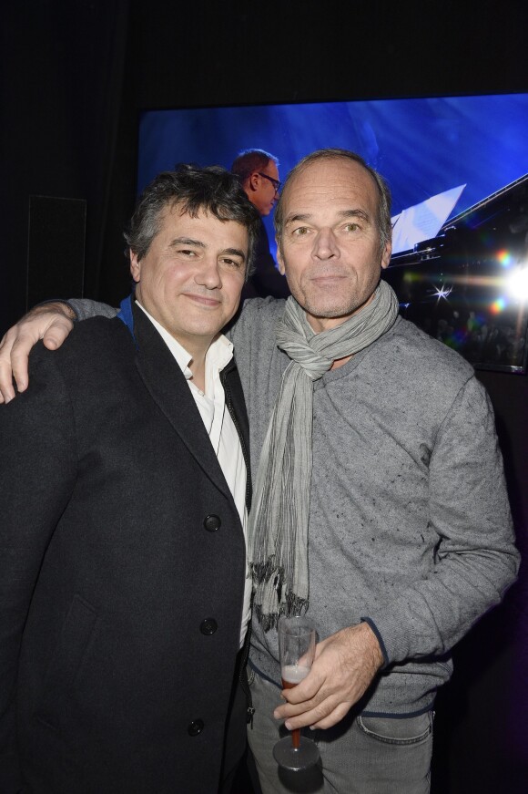 Exclusif - Patrick Pelloux et Laurent Baffie dans les coulisses de la 3e Nuit de la Déprime aux Folies Bergère à Paris le 9 février 2015.