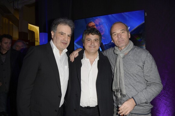 Exclusif - Raphaël Mezrahi, Patrick Pelloux et Laurent Baffie dans les coulisses de la 3e Nuit de la Déprime aux Folies Bergère à Paris le 9 février 2015.