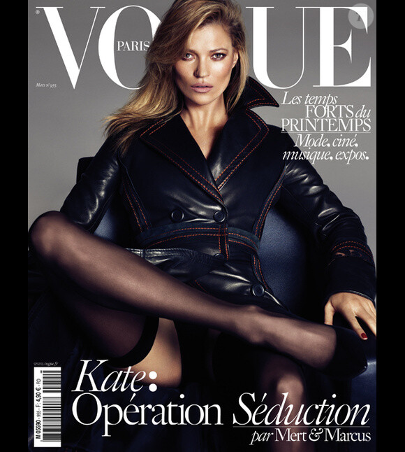 Kate Moss en couverture du numéro de mars 2015 de Vogue Paris. Photo par Mert et Marcus.