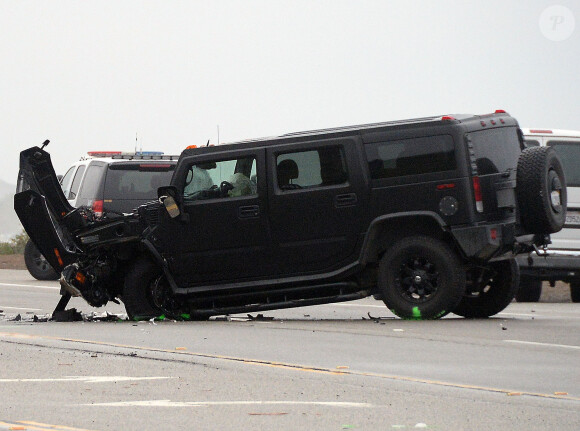 Photo de l'accident de voiture dans lequel était impliqué Bruce Jenner à Malibu le 7 février 2015. L'accident implique quatre voitures