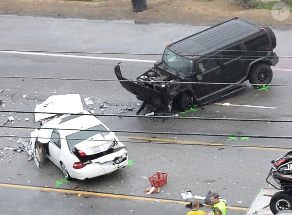 Photo de l'accident de voiture dans lequel était impliqué Bruce Jenner le 7 février 2015. 