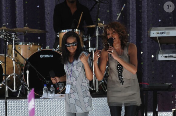 Whitney Houston et Bobbi Kristina lors de des ABC's Good Morning America Summer Concert Series, au Rumsey Playfield de Central Park à New York le 1er septembre 2009