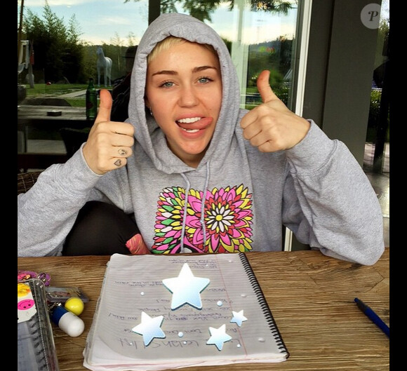 Sur son compte Instagram, la chanteuse américaine Miley Cyrus a ajouté une photo le 3 février 2015.