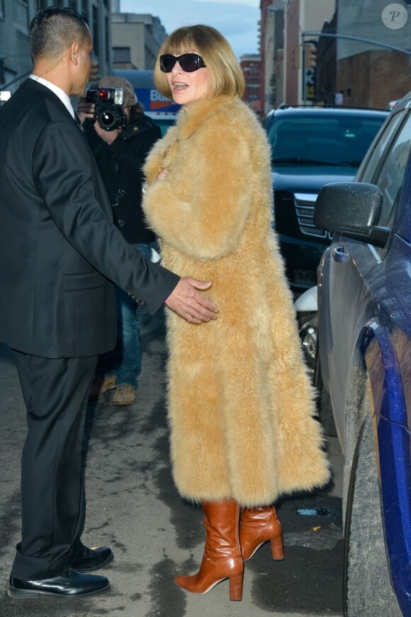 Anna Wintour arrive au studio Skylight Clarkson Square pour assister à la présentation de la collection YEEZY SEASON 1 (adidas Originals x Kanye West). New York, le 12 février 2015.