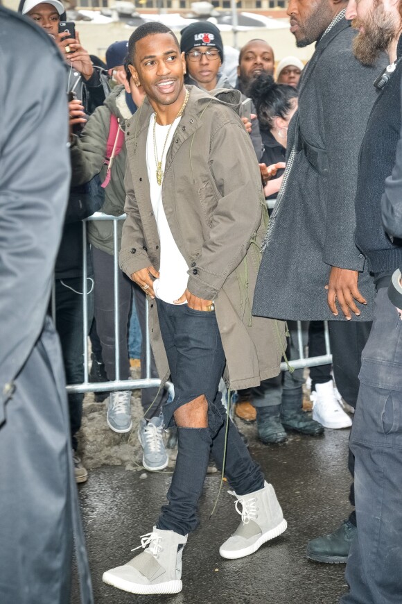 Big Sean arrive au studio Skylight Clarkson Square pour assister à la présentation de la collection YEEZY SEASON 1 (adidas Originals x Kanye West). New York, le 12 février 2015.
