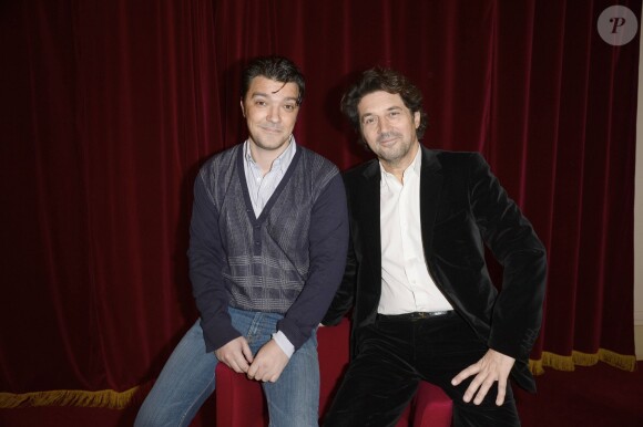 Nicolas Poiret et Bruno Madinier - 27e rencontre du théâtre privé, présentation de la 2e partie de la saison 2013-2014 au théâtre de Paris, à Paris, le 9 janvier 2014.