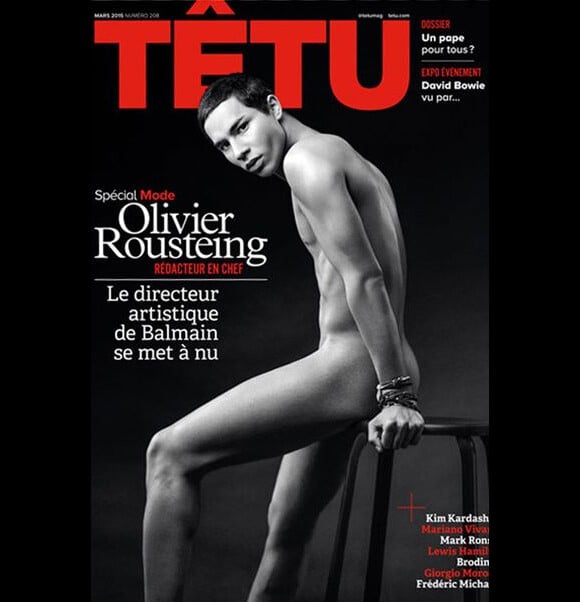 Olivier Rousteing, nu en couverture du magazine Têtu, en kiosques le 18 février 2015
