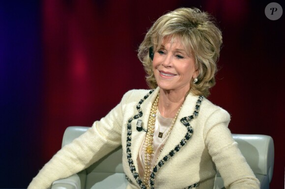 Jane Fonda sur le plateau de l'émission "Che Tempo Che Fa" à Milan, le 18 janvier 2015.