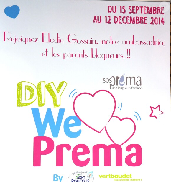 Élodie Gossuin solidaire marraine de l'association 'We Love Prema', qui décore des bodies pour les prématurés distribués dans les hopitaux lors d'une soirée organisée au Palais Brogniart à Paris le 6 février 2015.06/02/2015 - Paris