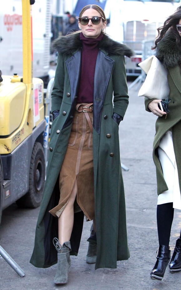 Olivia Palermo surprise près du Lincoln Center, antre de nombreux défilés de la Fashion Week. Le 13 février 2015.