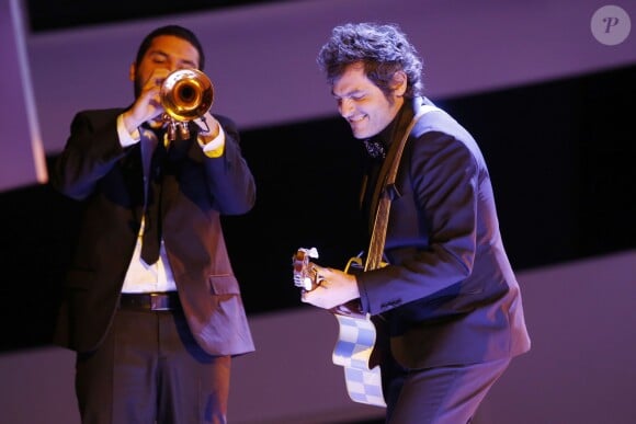 Matthieu Chedid (M) et Ibrahim Maalouf - 40ème cérémonie des César au théâtre du Châtelet à Paris, le 20 février 2015. 