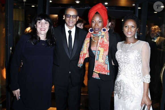 Sylvie Pialat, Abderrahmane Sissako, Fatoumata Diawara et Kessen Tall - Dîner au Fouquet's lors de la 40ème cérémonie des César à Paris le 20 février 2015.