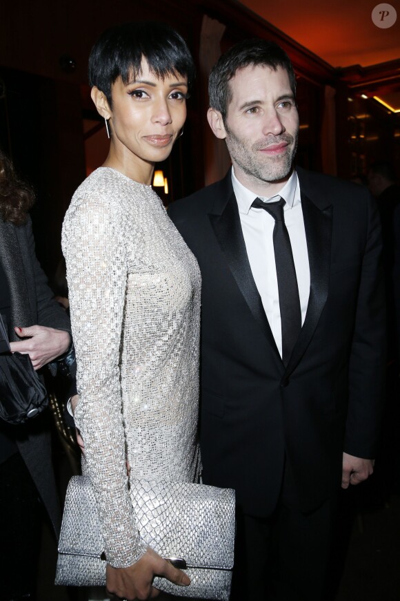 Sonia Rolland et son mari Jalil Lespert - Dîner au Fouquet's lors de la 40ème cérémonie des César à Paris le 20 février 2015.