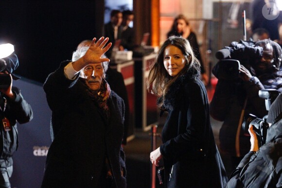Jean Rochefort et sa fille Clémence - Sorties de la 40e cérémonie des César au théâtre du Châtelet à Paris, le 20 février 2015.