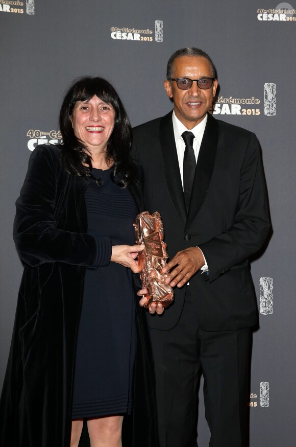 Sylvie Pialat et Abderrahmane Sissako (César du Meilleur film) - Press room de la 40ème cérémonie des César au théâtre du Châtelet à Paris. Le 20 février 2015 