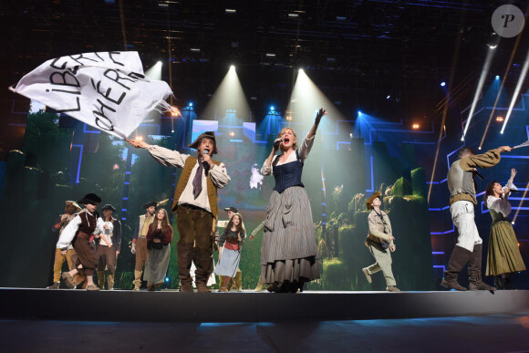 La troupe des Enfoirés dans le spectacle "Sur la route des Enfoirés", diffusé le vendredi 13 mars 2015 sur TF1