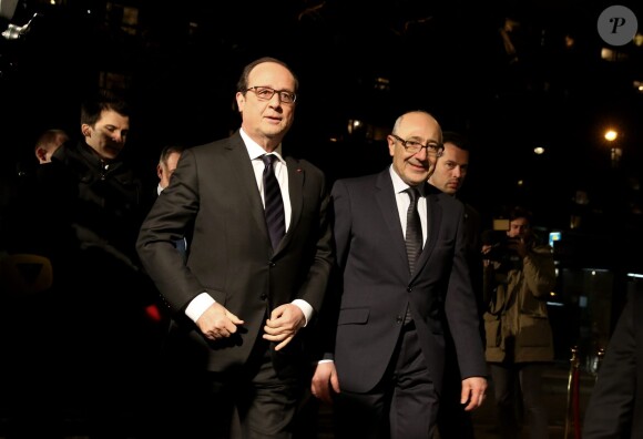 François Hollande et Francis Kalifat (vice-Président du Crif) au 30e dîner annuel du Conseil représentatif des institutions juives de France (Crif) à l'Hôtel Pullman à Paris, le 23 février 2015.